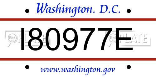 I80977E District Of Columbia License Plate