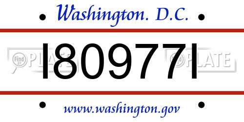 I80977I District Of Columbia License Plate