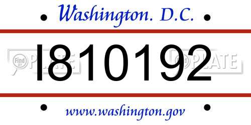 I810192 District Of Columbia License Plate