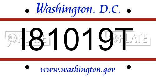 I81019T District Of Columbia License Plate