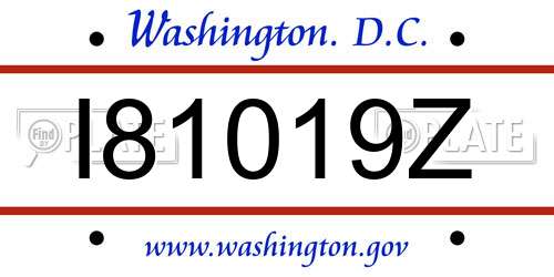 I81019Z District Of Columbia License Plate