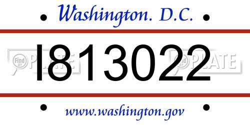 I813022 District Of Columbia License Plate