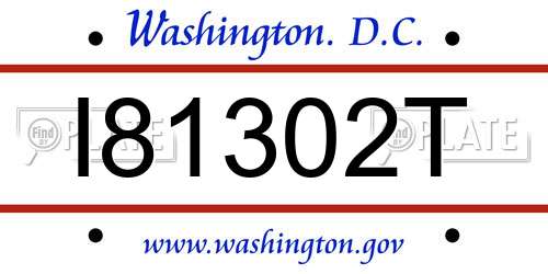 I81302T District Of Columbia License Plate