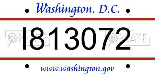 I813072 District Of Columbia License Plate
