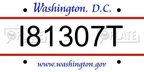 I81307T District Of Columbia License Plate