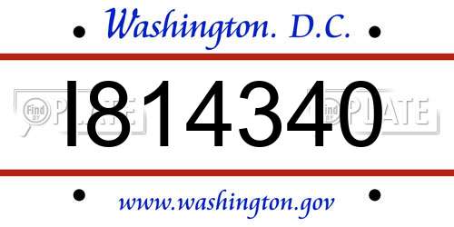 I814340 District Of Columbia License Plate