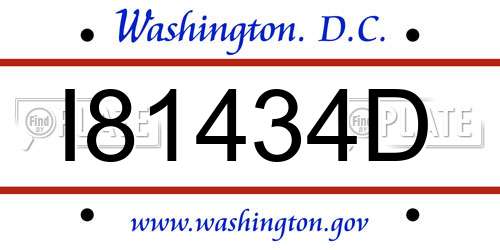 I81434D District Of Columbia License Plate