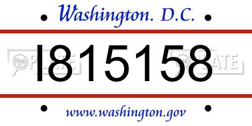I815158 District Of Columbia License Plate