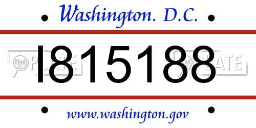I815188 District Of Columbia License Plate