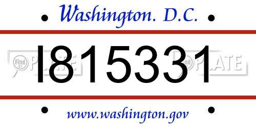 I815331 District Of Columbia License Plate