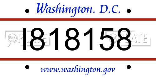 I818158 District Of Columbia License Plate