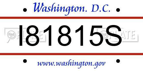 I81815S District Of Columbia License Plate
