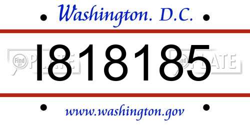 I818185 District Of Columbia License Plate