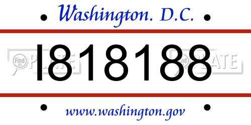 I818188 District Of Columbia License Plate