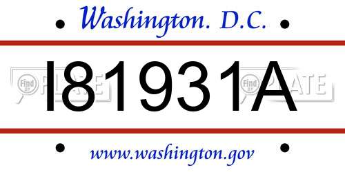 I81931A District Of Columbia License Plate