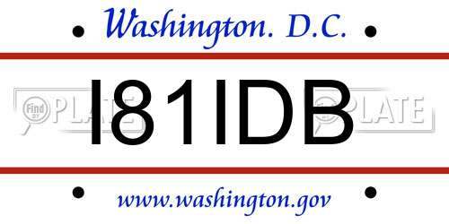 I81IDB District Of Columbia License Plate