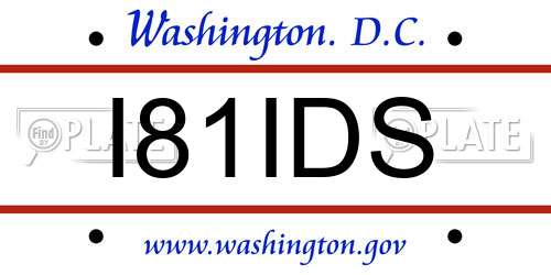 I81IDS District Of Columbia License Plate