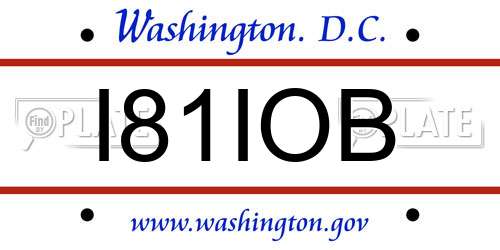 I81IOB District Of Columbia License Plate