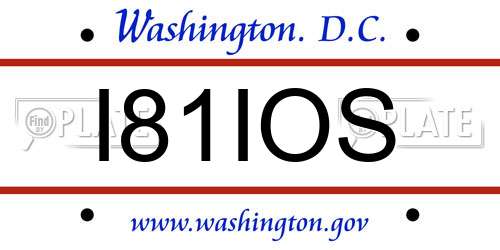 I81IOS District Of Columbia License Plate