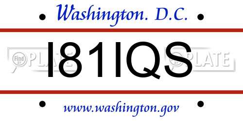 I81IQS District Of Columbia License Plate
