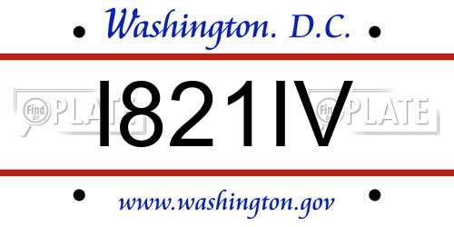 I821IV District Of Columbia License Plate