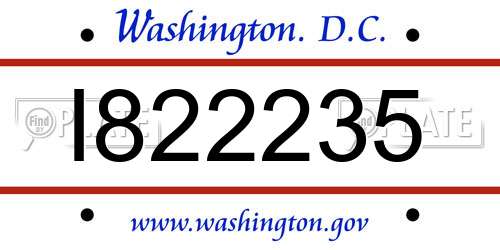 I822235 District Of Columbia License Plate