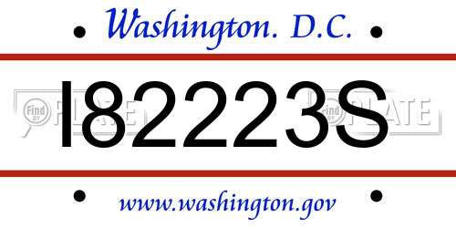 I82223S District Of Columbia License Plate