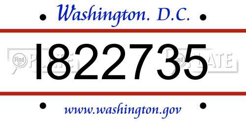 I822735 District Of Columbia License Plate