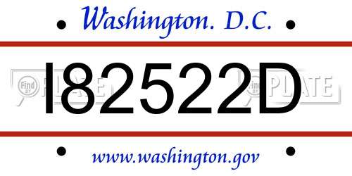 I82522D District Of Columbia License Plate