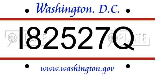 I82527Q District Of Columbia License Plate