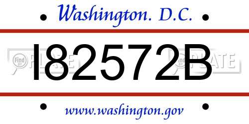 I82572B District Of Columbia License Plate