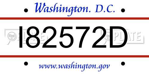 I82572D District Of Columbia License Plate