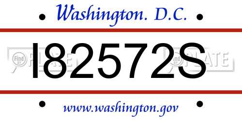 I82572S District Of Columbia License Plate