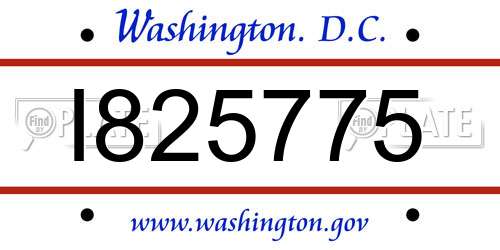 I825775 District Of Columbia License Plate