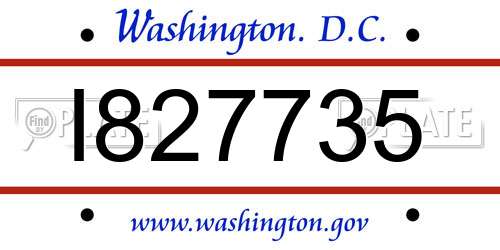 I827735 District Of Columbia License Plate