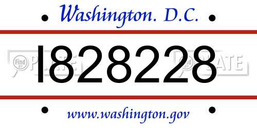 I828228 District Of Columbia License Plate