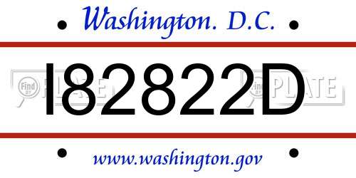 I82822D District Of Columbia License Plate