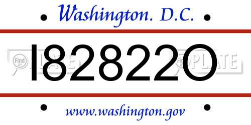 I82822O District Of Columbia License Plate