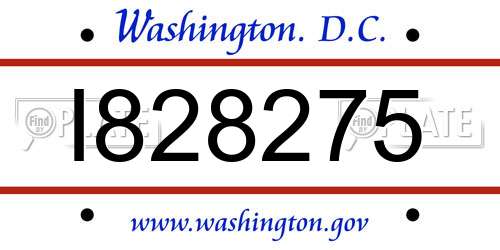 I828275 District Of Columbia License Plate