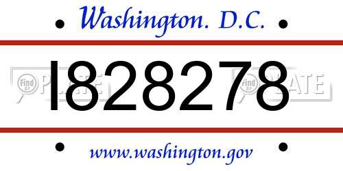 I828278 District Of Columbia License Plate