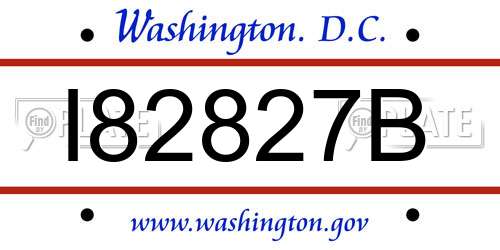 I82827B District Of Columbia License Plate