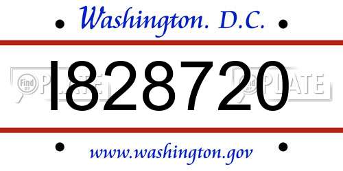 I828720 District Of Columbia License Plate