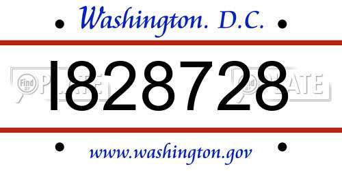 I828728 District Of Columbia License Plate