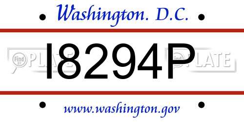 I8294P District Of Columbia License Plate