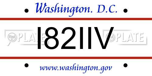 I82IIV District Of Columbia License Plate