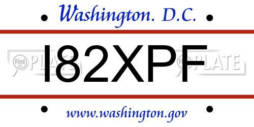 I82XPF District Of Columbia License Plate