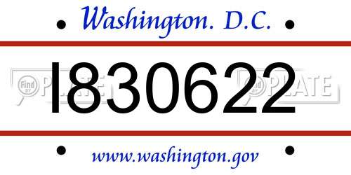 I830622 District Of Columbia License Plate