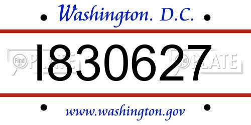 I830627 District Of Columbia License Plate