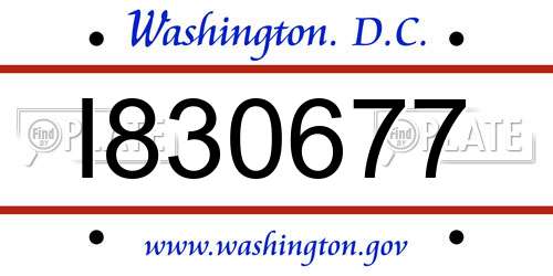 I830677 District Of Columbia License Plate