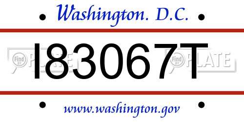 I83067T District Of Columbia License Plate